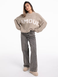 Pullover "Amour" in Taupe