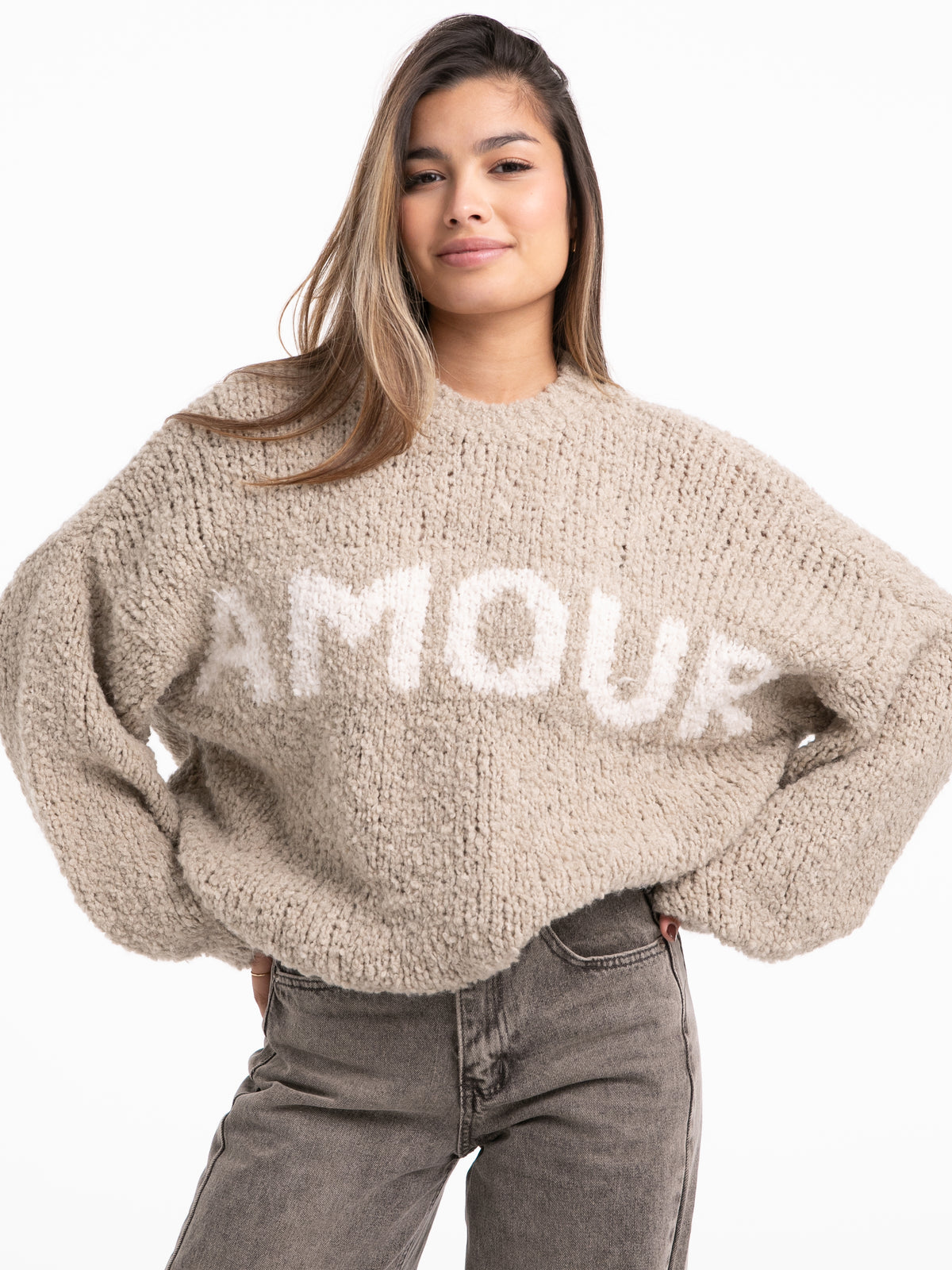 Pullover "Amour" in Taupe