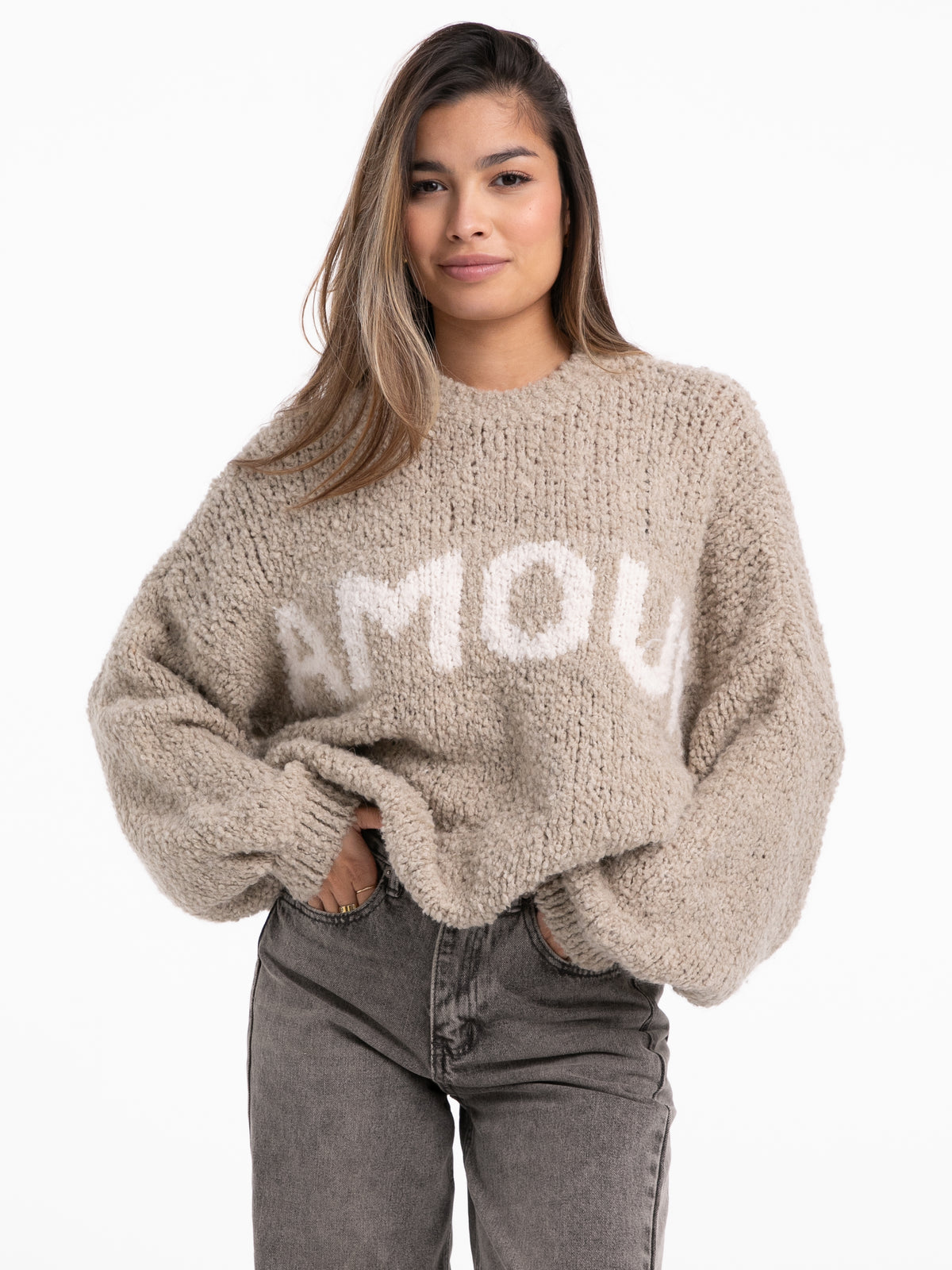 Pullover "Amour" in Taupe