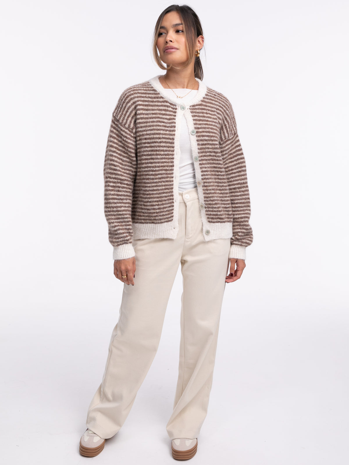Cardigan "Antonia" in Braun/Beige