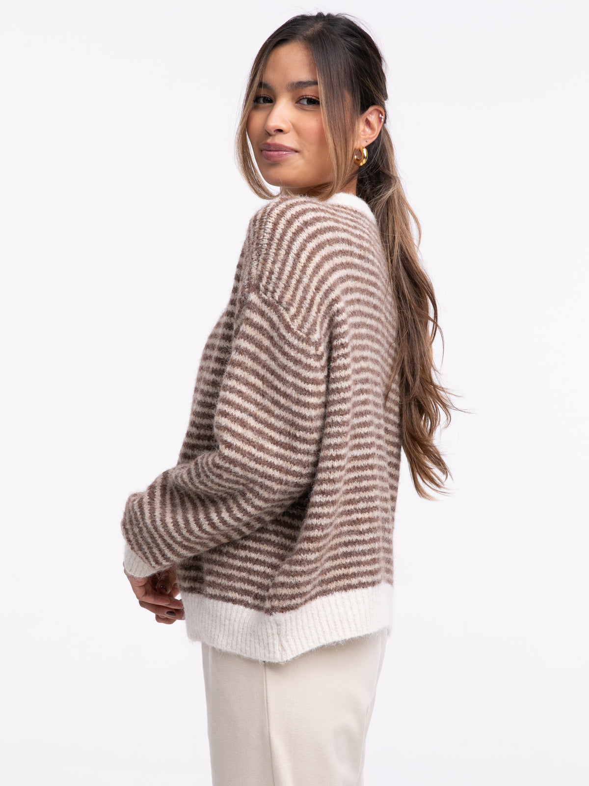 Cardigan "Antonia" in Braun/Beige