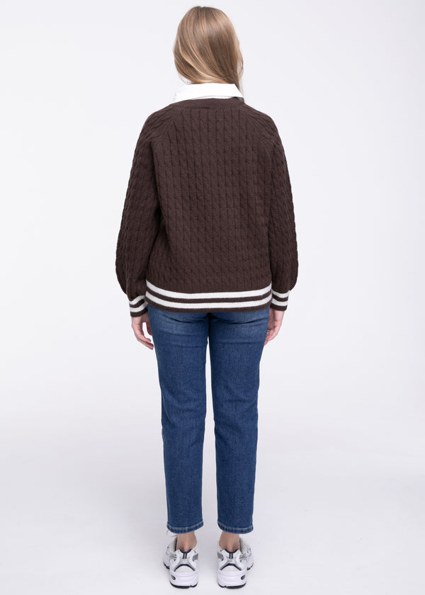 Hemd-Strickpullover "Lore" in Braun