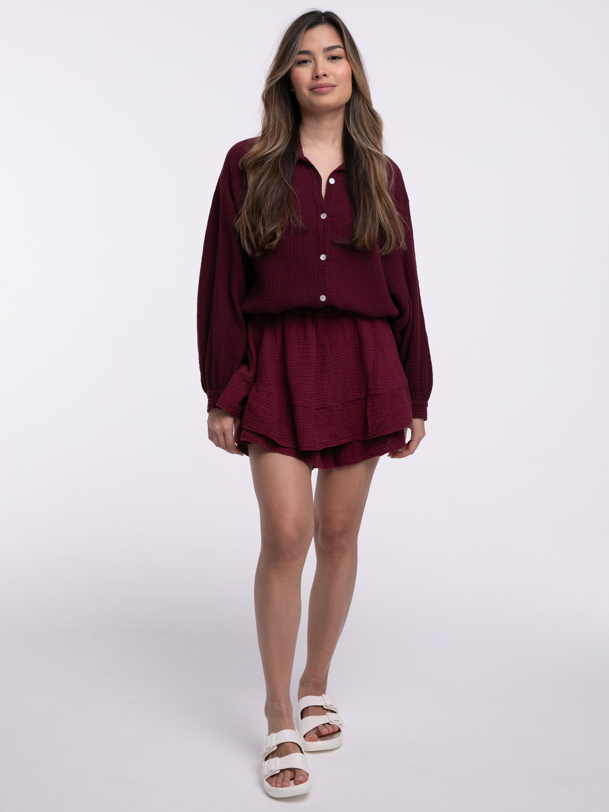 Musselin-Bluse "Wanda" in Burgundy