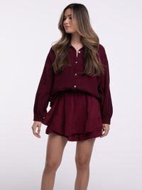 Musselin-Bluse "Wanda" in Burgundy