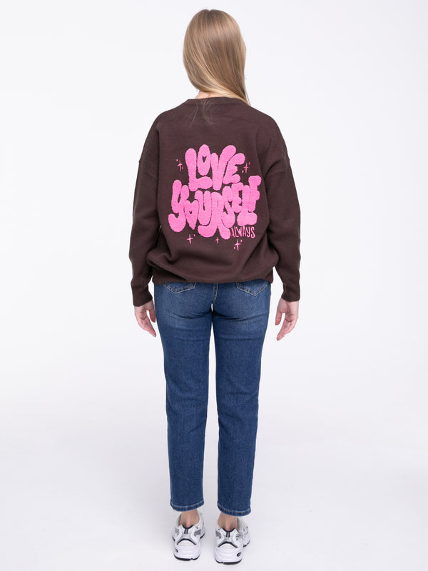 Pullover "Love Yourself" Braun