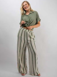 Musselin-Hose „Malfi“ in Creme/Khaki