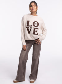 Pullover "LOVE" Beige/Braun