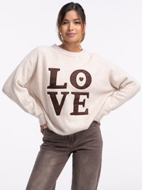 Pullover "LOVE" Beige/Braun