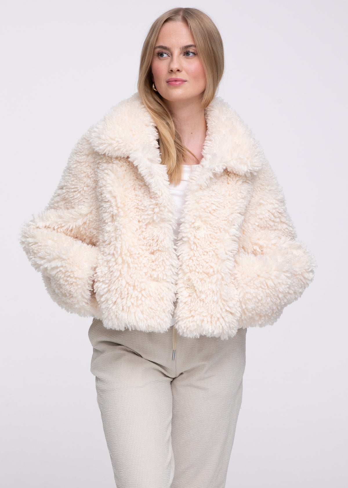 Teddyjacke "Lina" in Creme