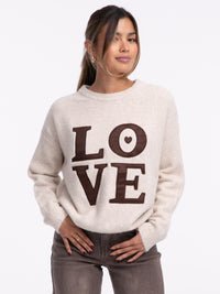 Pullover "LOVE" Beige/Braun