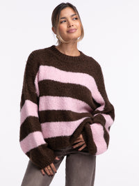 Pullover "Tara" in Taupe Braun/Rosa