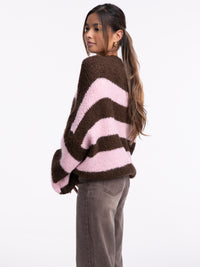 Pullover "Tara" in Taupe Braun/Rosa
