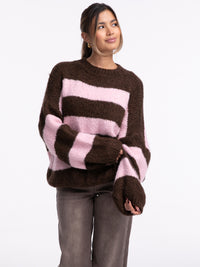 Pullover "Tara" in Taupe Braun/Rosa