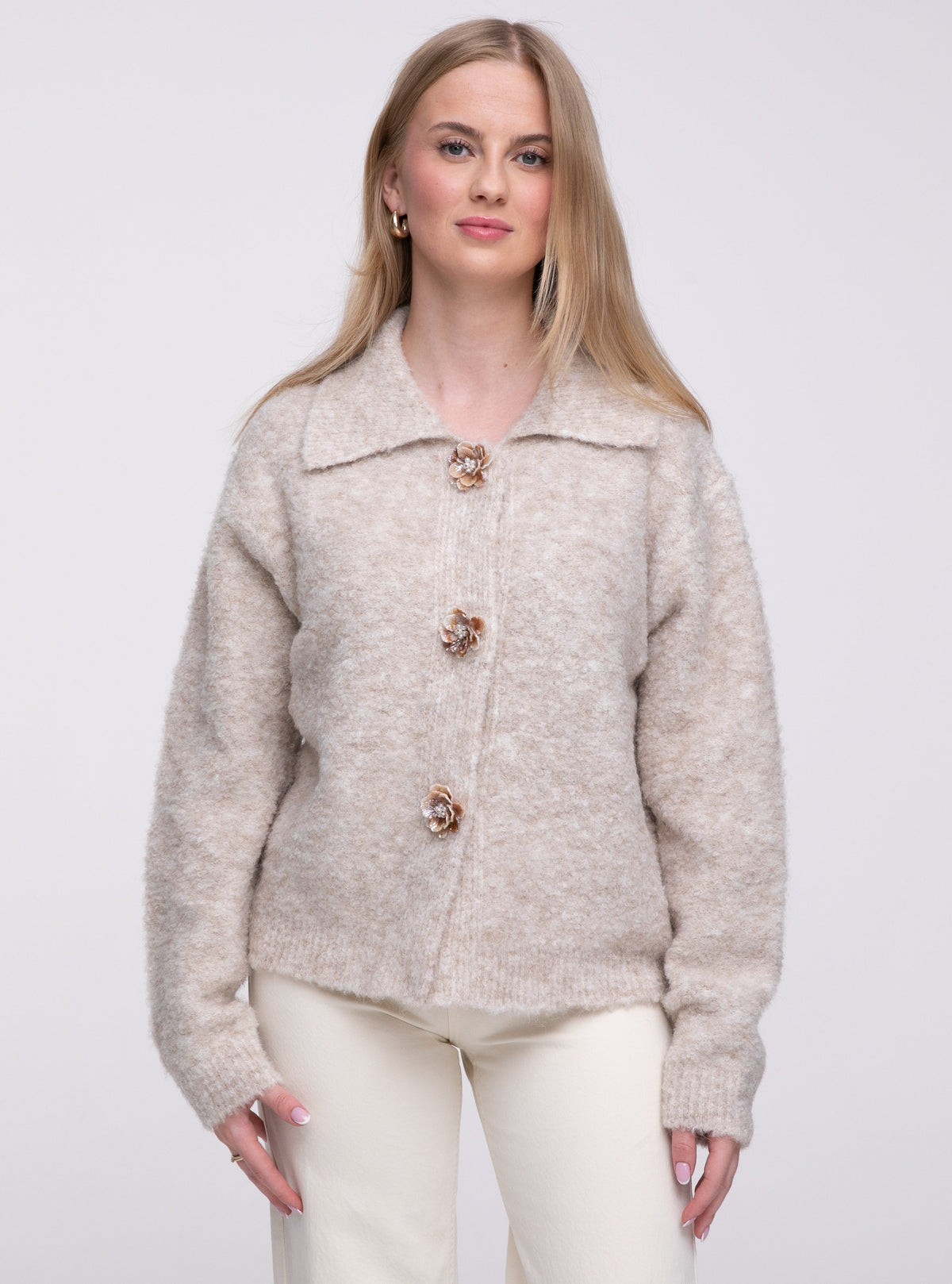Cardigan "Roses" in Beige