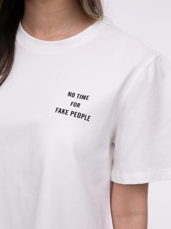 T-Shirt "No Fake" in Weiß