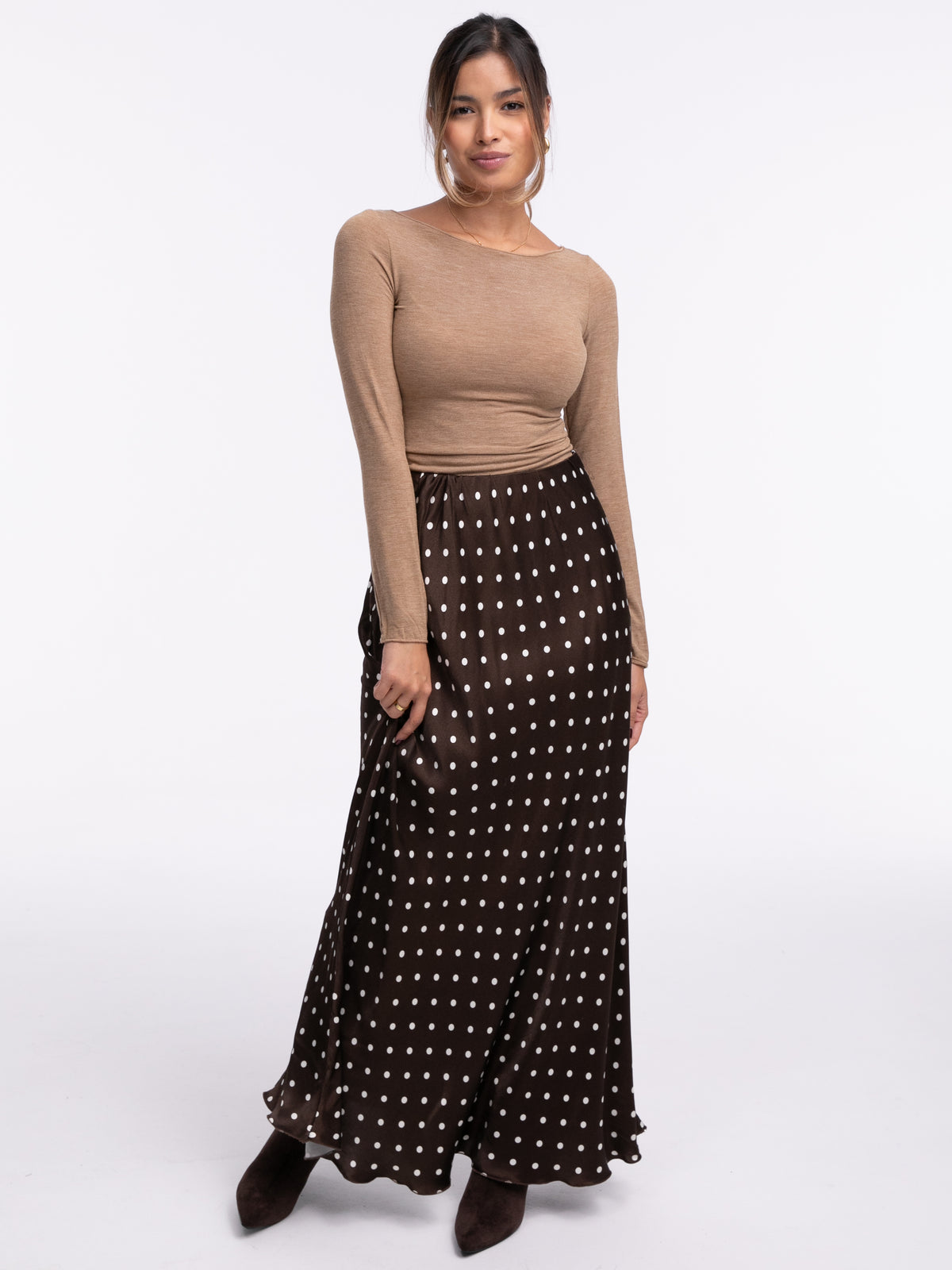 Langarm Shirt "Anitha" in Camel