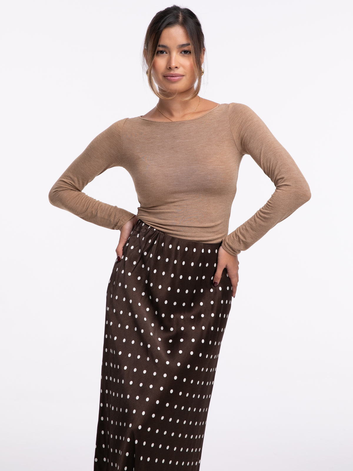 Langarm Shirt "Anitha" in Camel