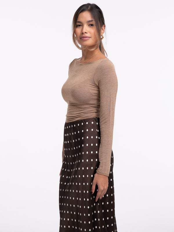 Langarm Shirt "Anitha" in Camel