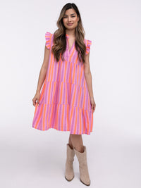 Musselinkleid "Anita" in Lila/Orange