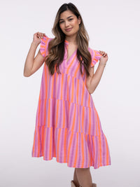 Musselinkleid "Anita" in Lila/Orange