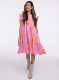 Musselinkleid "Anita" in Lila/Orange