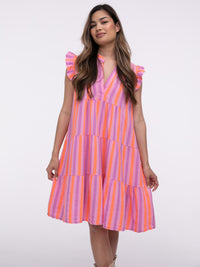 Musselinkleid "Anita" in Lila/Orange