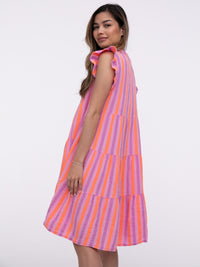 Musselinkleid "Anita" in Lila/Orange