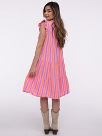 Musselinkleid "Anita" in Lila/Orange