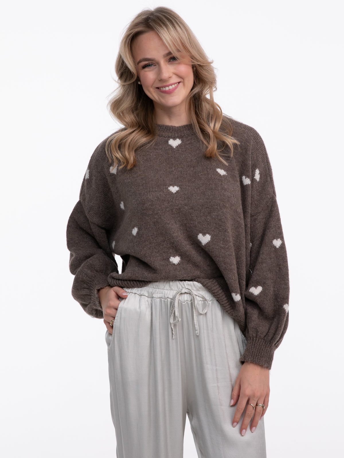 Strickpullover "Lovebird" in Cappuccino/Creme