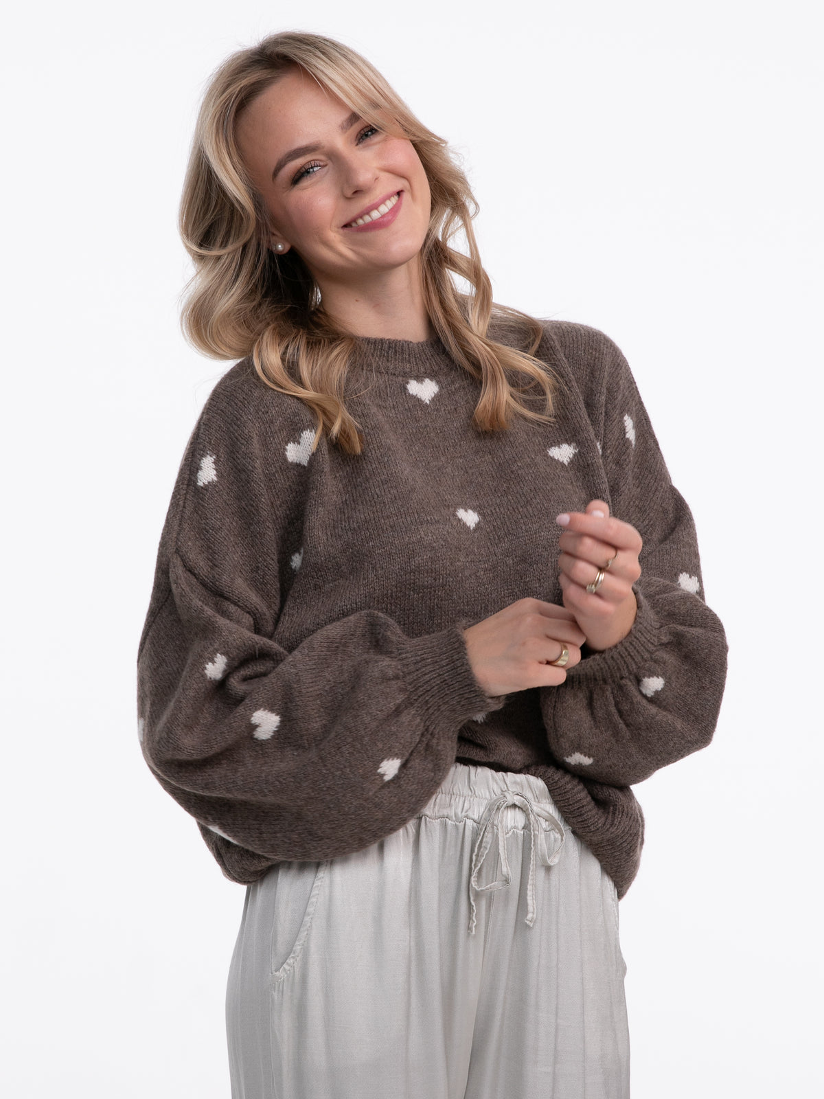 Strickpullover "Lovebird" in Cappuccino/Creme