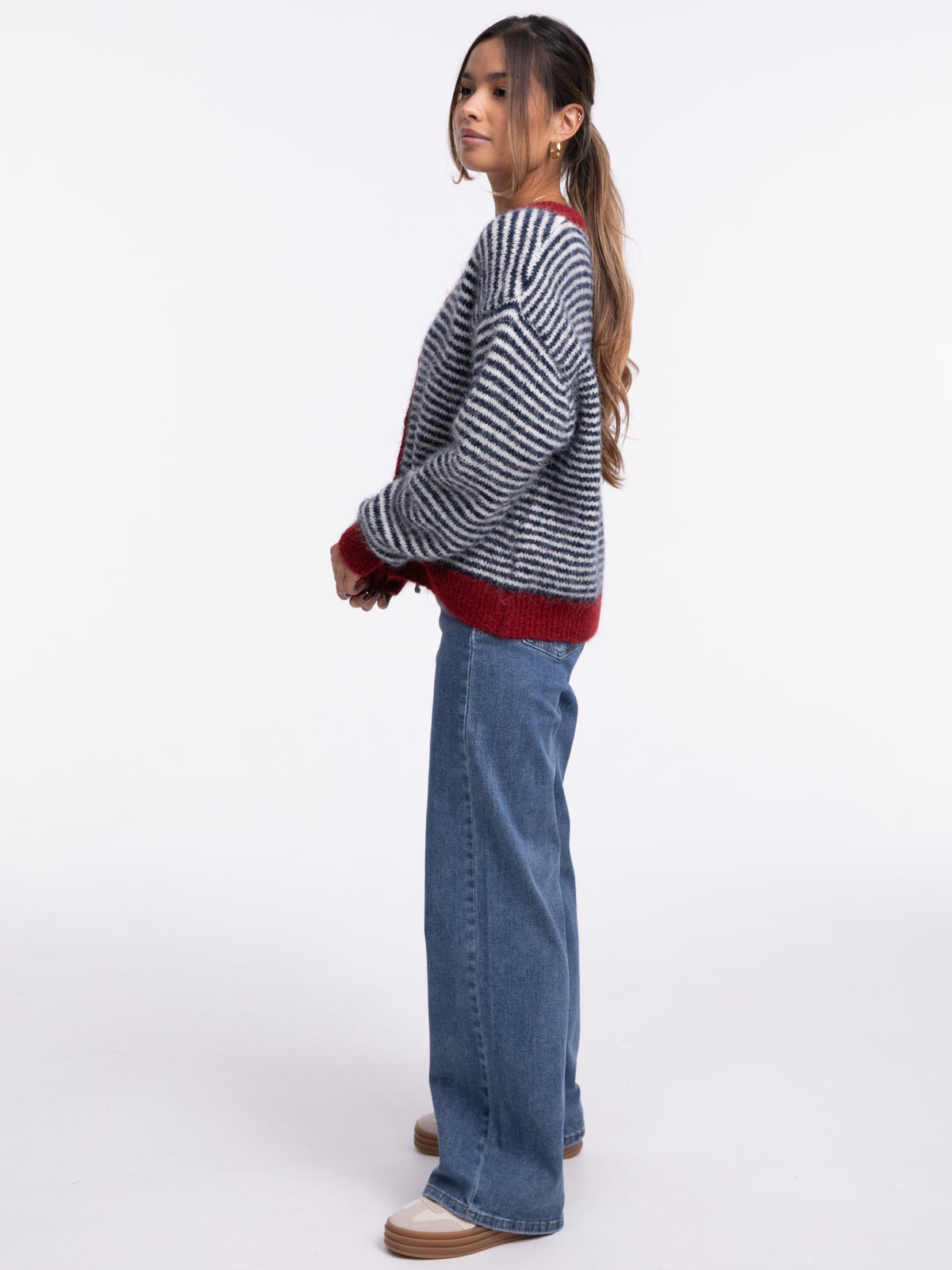 Cardigan "Antonia" in Blau/Burgundy