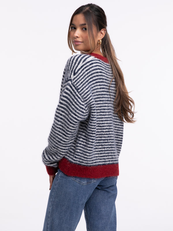 Cardigan "Antonia" in Blau/Burgundy