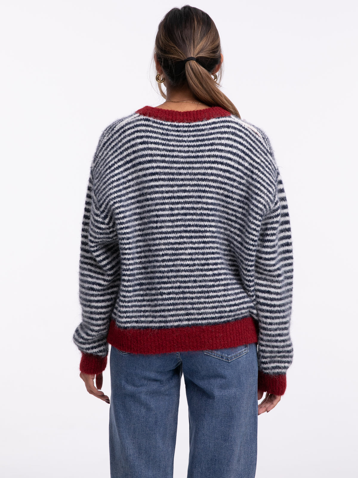 Cardigan "Antonia" in Blau/Burgundy