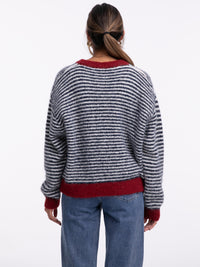 Cardigan "Antonia" in Blau/Burgundy