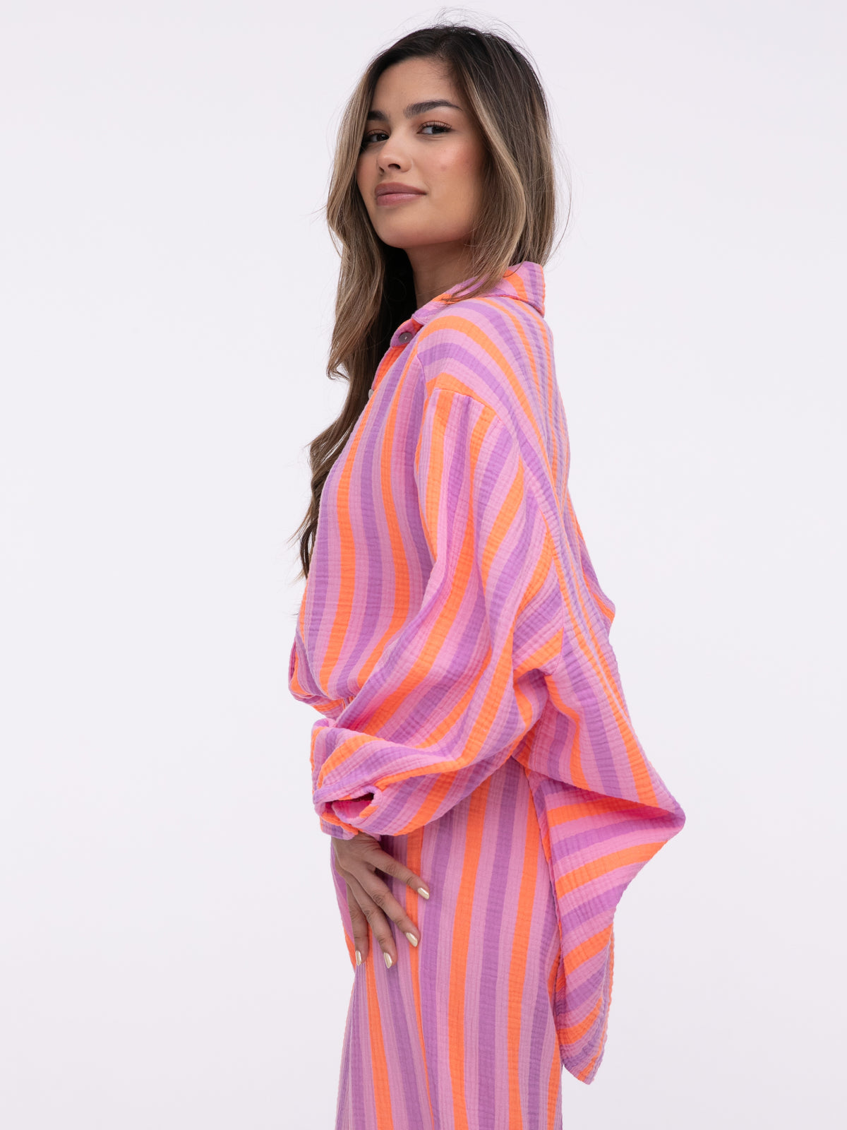 Musselin-Bluse "Capri" in Lila/Orange