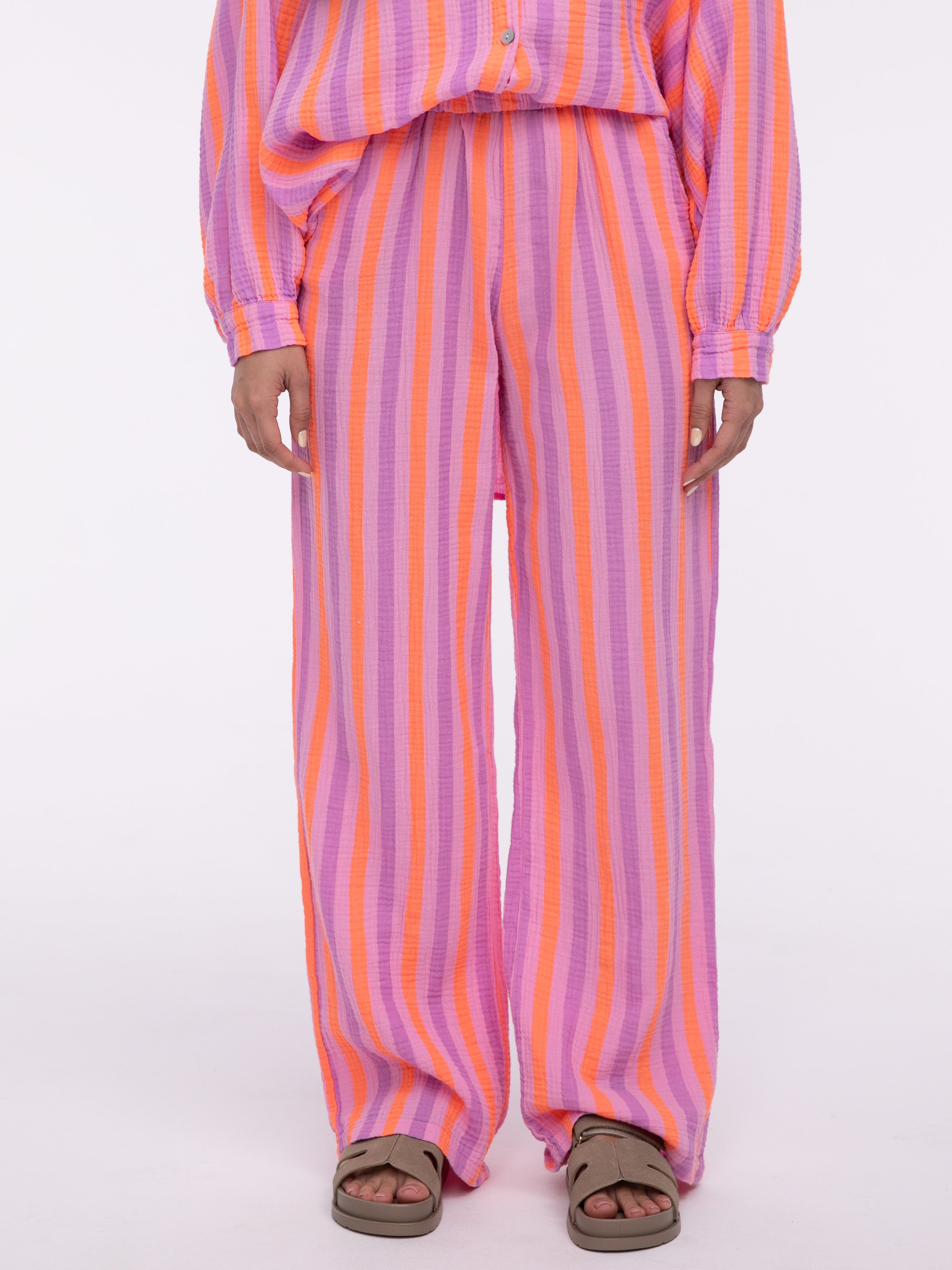 Musselin-Hose „Wannny“ in Lila/Orange