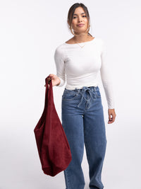Wildleder-Tasche "Anna" in Burgundy