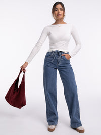Wildleder-Tasche "Anna" in Burgundy