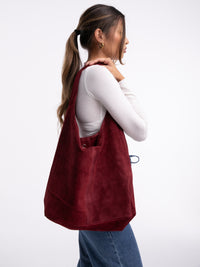 Wildleder-Tasche "Anna" in Burgundy
