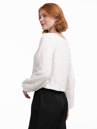 Paillettenpullover "Aliya" in Creme