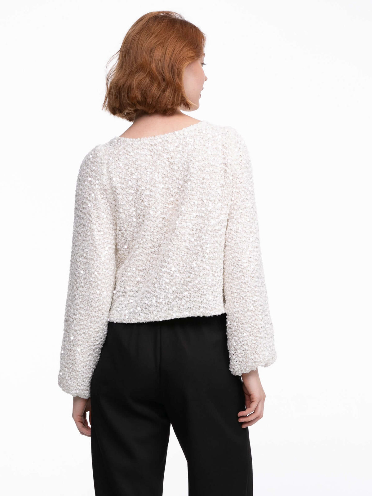 Paillettenpullover "Aliya" in Creme