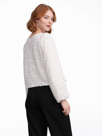 Paillettenpullover "Aliya" in Creme