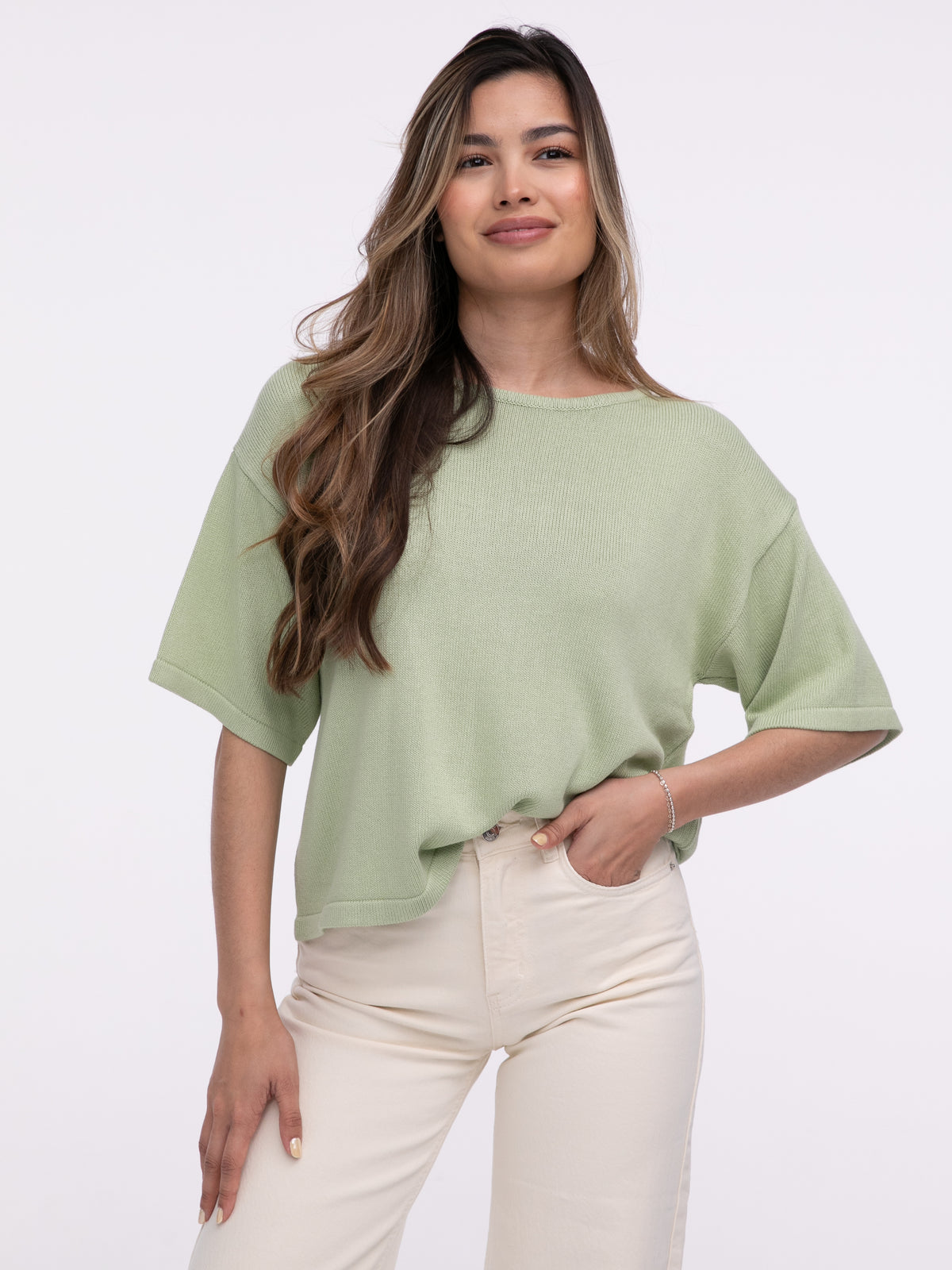 Premium Strick-Shirt "Lina" in Lagoon Green