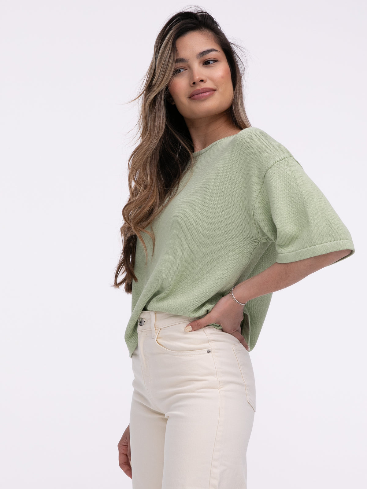 Premium Strick-Shirt "Lina" in Lagoon Green