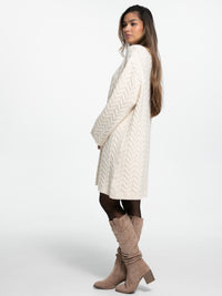 Strick-Pulloverkleid mit Zopfmuster "Lissan" in Creme