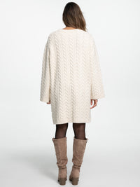 Strick-Pulloverkleid mit Zopfmuster "Lissan" in Creme