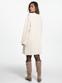 Strick-Pulloverkleid mit Zopfmuster "Lissan" in Creme