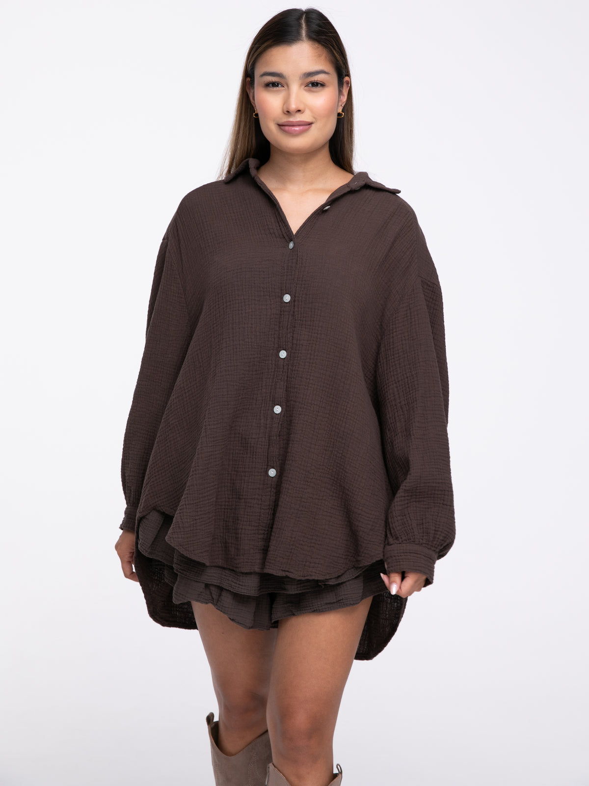 Musselin-Bluse "Wanda" in Braun
