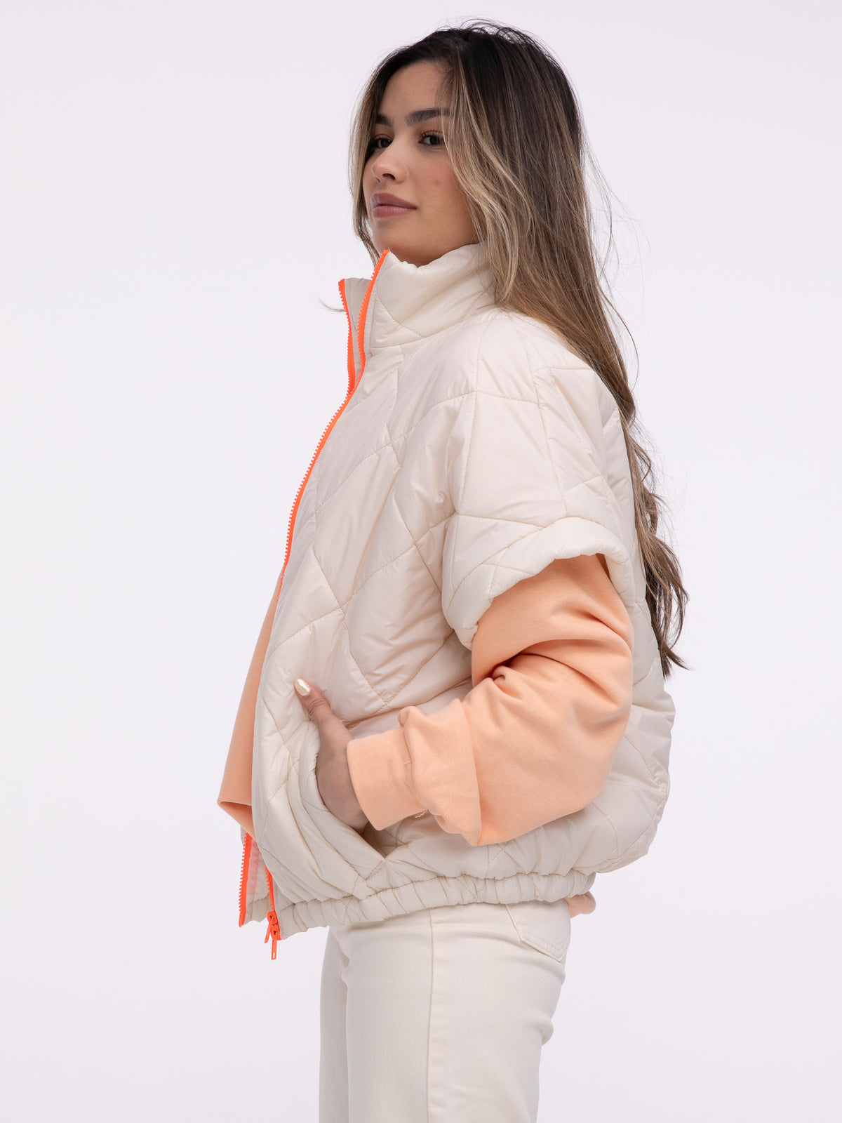 Oversized-Weste "Liane" in Creme