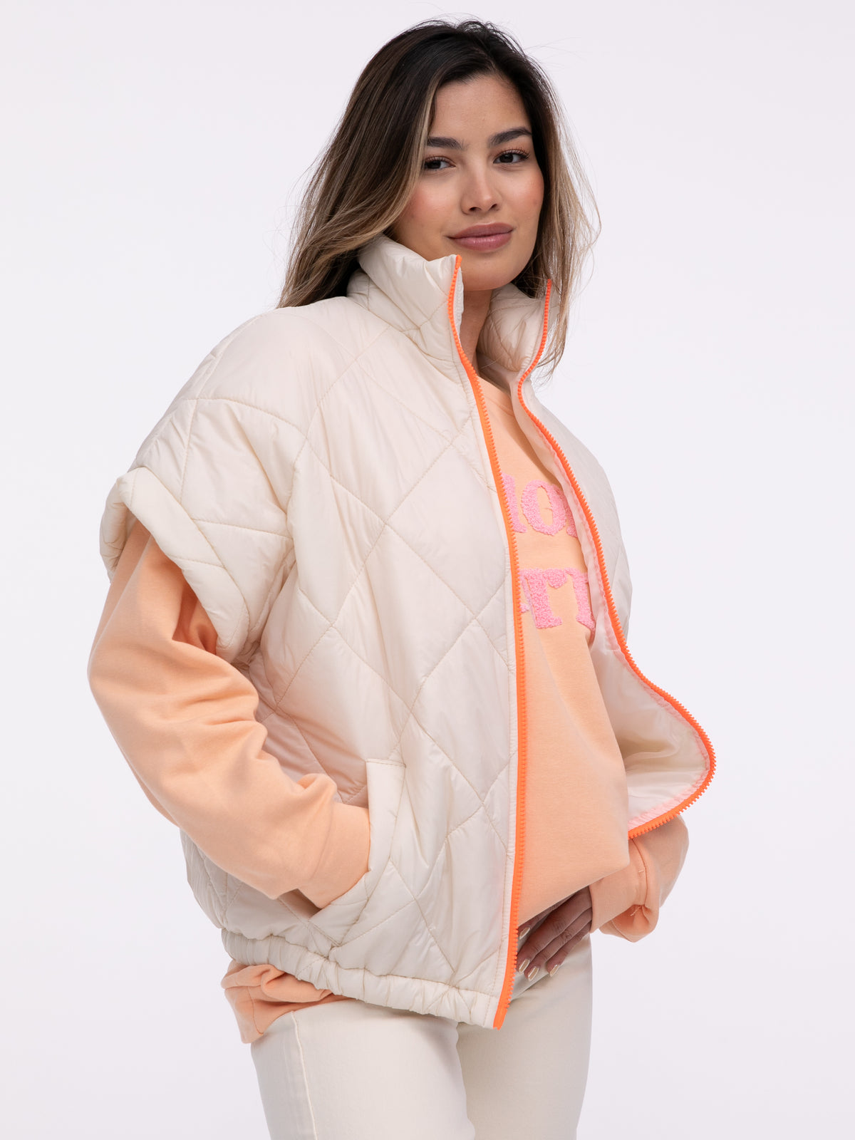 Oversized-Weste "Liane" in Creme